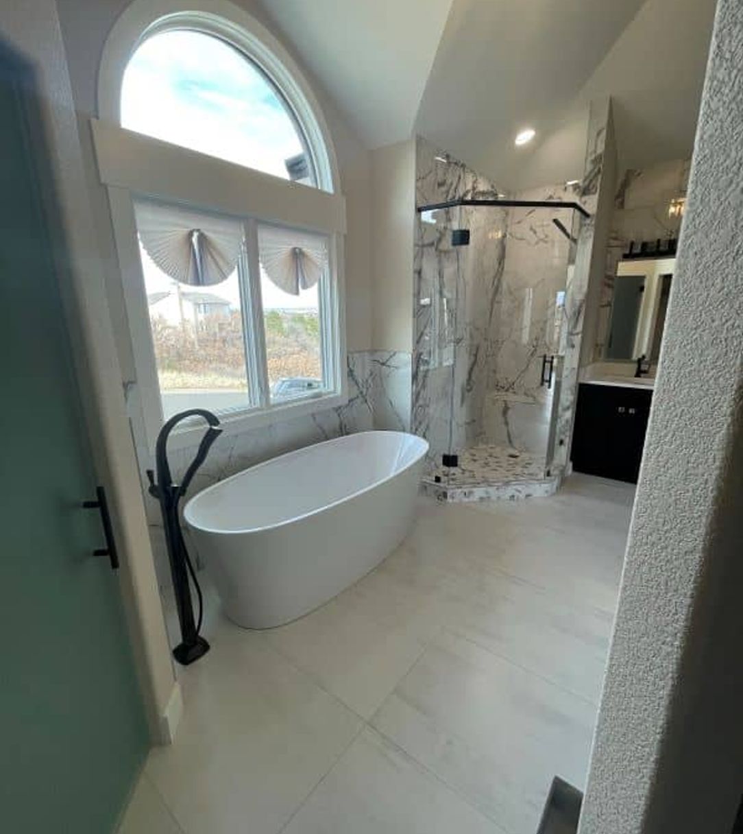spacious modern remodeled master bathroom